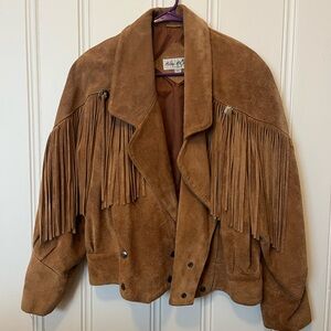 Brown Vintage Suede Fringe Jacket